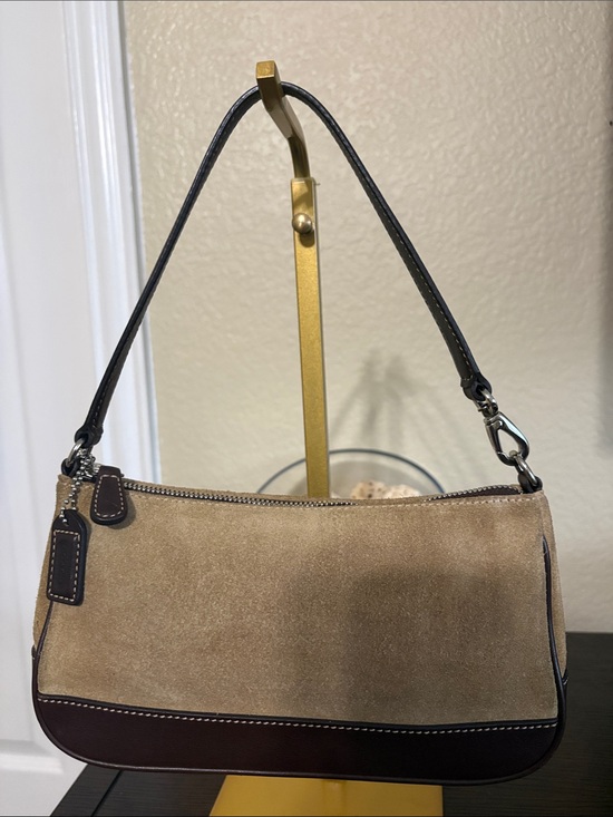 Coach Handbags - Coach Hamptons Demi Suede Baguette Shoulder Bag